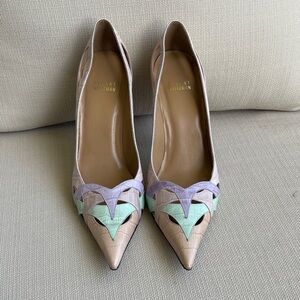 Stuart Weitzman Pastel Pink, Mint & Lavender Leather Pointed Toe HEELS SIZE 7.5